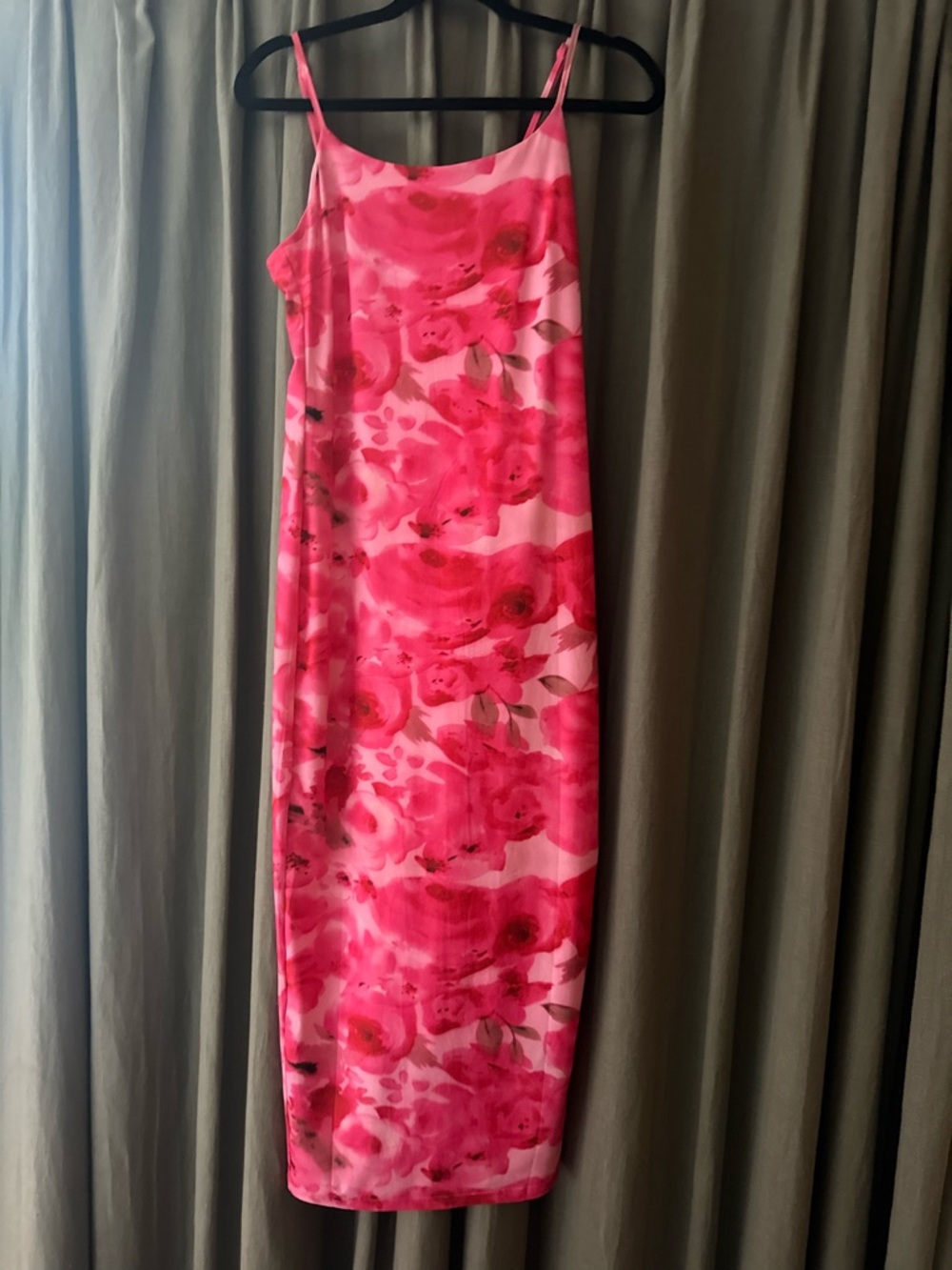 Pink Floral Slip Midi Dress Brand New